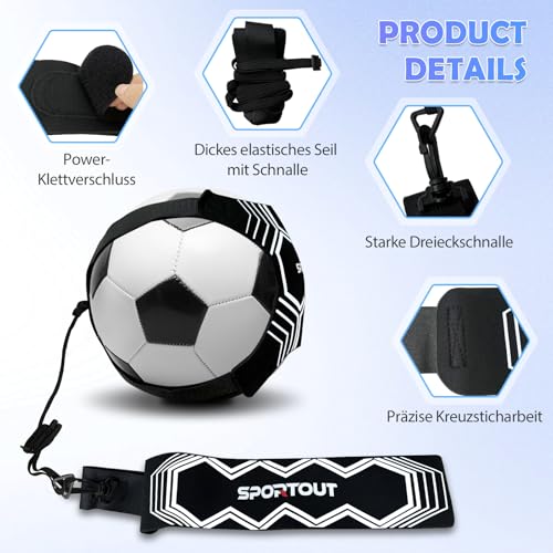 Sportout Volleyball/Soccer Training Equipment, Solo Trainer, Adjustable Waist Belt for Kids & Adults - color: White