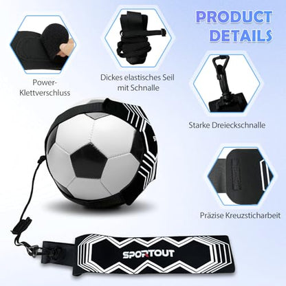 Sportout Volleyball/Soccer Training Equipment, Solo Trainer, Adjustable Waist Belt for Kids & Adults - color: White