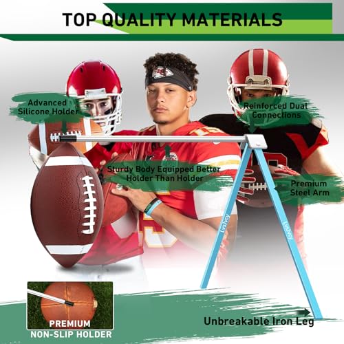 Football Kicking Tee Stand, Premium Field Goal Kickoff Holder Equipment, Professional Kick Goal Posts Gear Compatible with All Football Size, Football Trainer Practice Accessories Gifts - color: Blue, size: 1 PCS