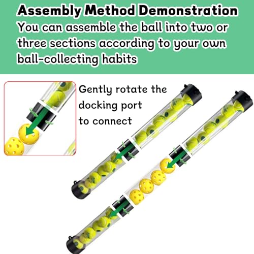 Pickleball Ball Retriever 17 Ball Pickleball Tube Ball Pickup Tennis Ball Tube with Shoulder Strap, Easy Pickup Portable Pickleballs Balls Holder