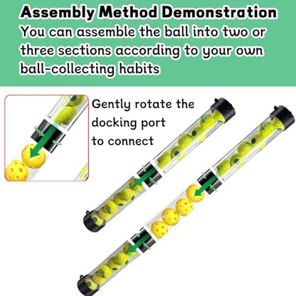 Pickleball Ball Retriever 17 Ball Pickleball Tube Ball Pickup Tennis Ball Tube with Shoulder Strap, Easy Pickup Portable Pickleballs Balls Holder