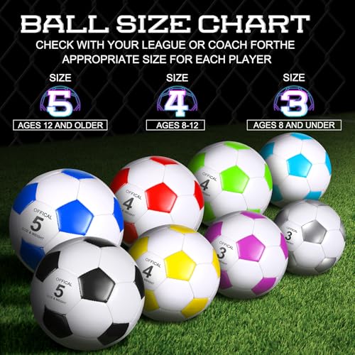 HyDren 8 Pcs Soccer Balls Bulk with Pump Deflated Official Size Sport Soccer Ball for Kid Adult Game Match Indoor Outdoor Gift for Back to School Sports Game Birthday Party Gift - size: Size 5