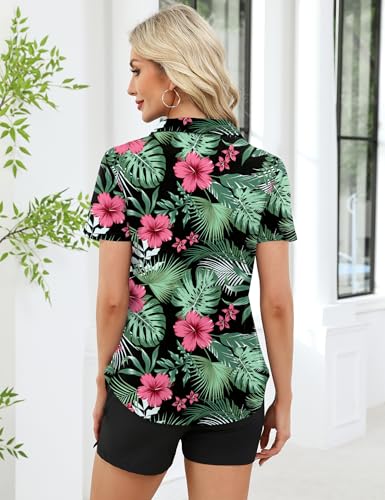 LUYAA Womens Golf Shirt Summer 1/4 Zip up Polo Shirts for Women Short Sleeve Moisture Wicking Gym Workout Tops