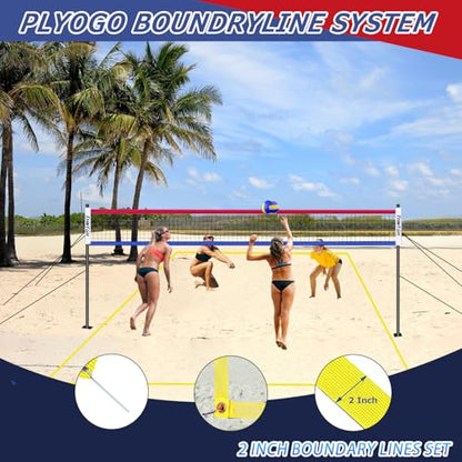 2025 Upgraded Portable Outdoor Volleyball Net Set with Adjustable Height Aluminum Poles, Volleyball Net for Backyard, Anti-Sag Design, Portable Volleyball Net for Backyard,Grass and Beach