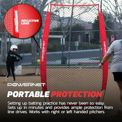 PowerNet Baseball Training Equipment Baseball Net, Portable Softball Batting Practice Pitching Screen, 7-FT I-Screen or A-Frame Pitching Net - color: Red, style: I-Screen