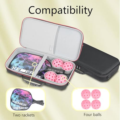 RLSOCO Pickleball Paddles Case Holds 2 Rackets and 4 Ball - Hard Protective Bag Fits for Selkirk Sport/Warping Point and All Pickleball Paddle Shapes and Sizes (Case Only)