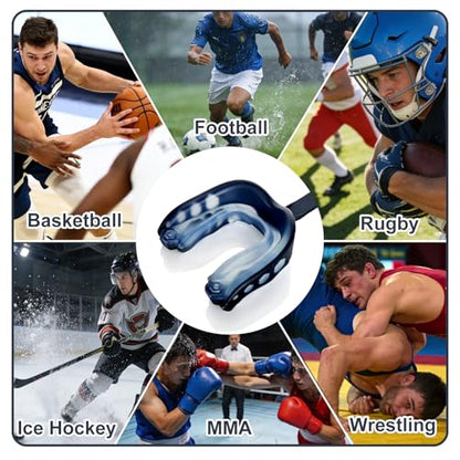 2 Pack Youth Football Mouth Guard with Strap and Case, Adults Sports Mouthguard Mouth Pieces for Football, Boxing, Basketball, Rugby, Hockey, Lacrosse, MMA, Wrestling, Soccer (Youth) - size: Youth