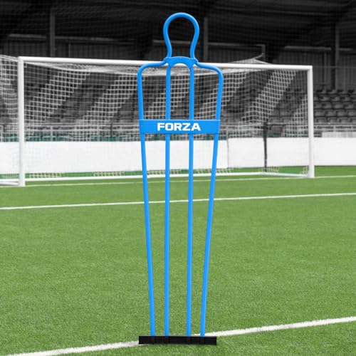 FORZA 6ft Airflow Soccer Mannequin | Wind-Resistant Free Kick Training Dummy for Coaching Drills & Shooting Practice | Shatterproof PVC with Ground Spikes & Optional Base - Pack of 1 or 3 - color: Sky Blue, size: Pack of 1, style: Without Bases