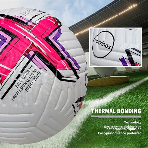 Soccer Ball Size 5 with Pump, Waterproof PU Leather - Professional Training & Official Match Ball, Includes Inflation Needle & Net Storage Bag