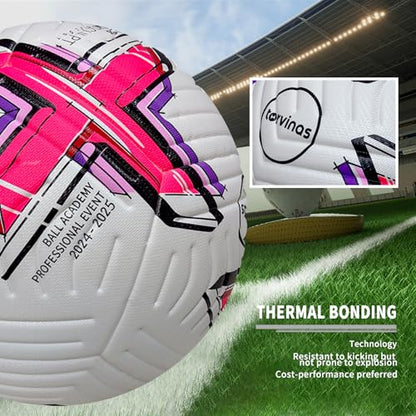 Soccer Ball Size 5 with Pump, Waterproof PU Leather - Professional Training & Official Match Ball, Includes Inflation Needle & Net Storage Bag