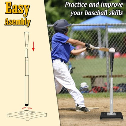 Batting Tee for Baseball,Height Adjustable Baseball Tee for Hitting,Portable Baseball Tee with Rubber Top,Heave Duty Baseball Tees for Hitting,Baseball Softball Batting Tee for Adults
