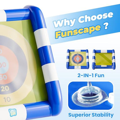 Funscape Kids Soccer Pool Toy, 2-in-1 Inflatable Float Soccer Goal & Ball Toss Water Game, Toddler Outdoor Football Backyard Game, Summer Beach Pool Party Gift 3 4 5 6 7 8 10 12 Year Old Boy Girl Teen