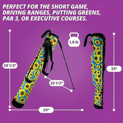 Taboo Fashion Sunday Golf Bags for Women - Lightweight Golf Range Bag with Self Flexing Stand and Shoulder Strap for Driving Range, Par 3 or Executive Course - color: Sultry Sunflowers