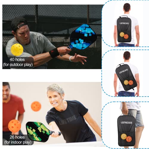 Pickleball Paddles Set of 4, Fiberglass Pickleball Paddles with Honeycomb Core, Lightweight Pickleball Set with Balls & Bag for Men, Women & Beginners