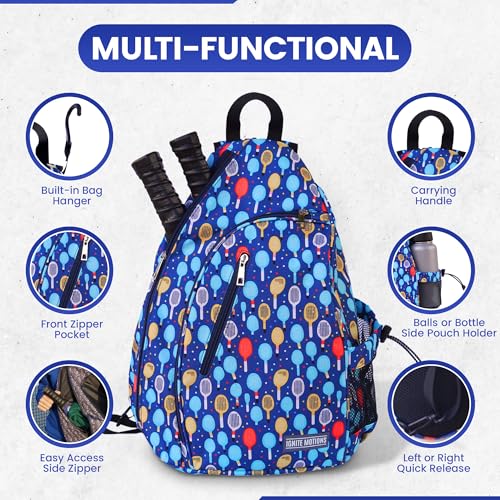 Pickleball Bag for Men & Women Pickleball Backpack - Adjustable Sling Bag/Crossbody with Fence Hook - style: Paddles