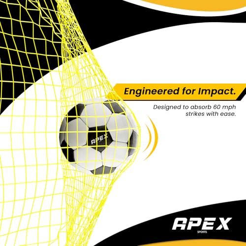 Apex Sports 12x6 FT Soccer Goal with Precision Target – Portable Soccer Net with Removable 10-Hole Target, Portable Design, Quick Setup, Ground Stakes & Collapsible Frame for Indoor/Outdoor Training