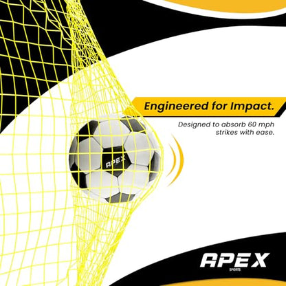 Apex Sports 12x6 FT Soccer Goal with Precision Target – Portable Soccer Net with Removable 10-Hole Target, Portable Design, Quick Setup, Ground Stakes & Collapsible Frame for Indoor/Outdoor Training