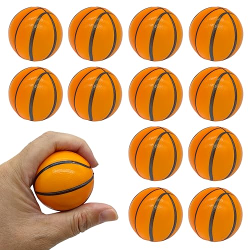 12-Pack Mini Basketball Stress Balls 2 Inch Soft Foam Squeeze Basketballs Ball Small Sport Theme Ball Basketball Party Favors for Kids ,Decor, ,Gifts & Anxiety Relief School Rewards…