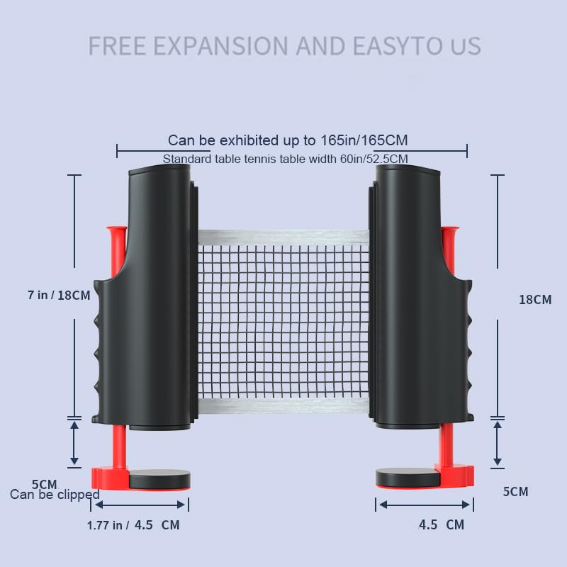 Adjustable Retractable Ping Pong Net & Post. Portable Table Tennis Nets & Clamps. Replacement Outdoor PingPong Net for Any Tables (Fits Tables Up to 2.0 inch Thick)