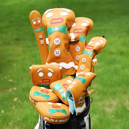 Funny Golf Club Head Cover Driver Headcover Fairway Wood Headcover Hybrid Club Head Cover Brown Monster Cookie - style: Driver
