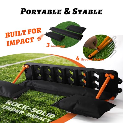 6-in-1 Soccer Rebounder Board with 6 Training Cones, Portable Dual-Surface Kickback Wall with 3 Adjustable Angles (60°/75°/90°) for Passing, First-Touch & Reaction, Backyard Soccer Training Equipment