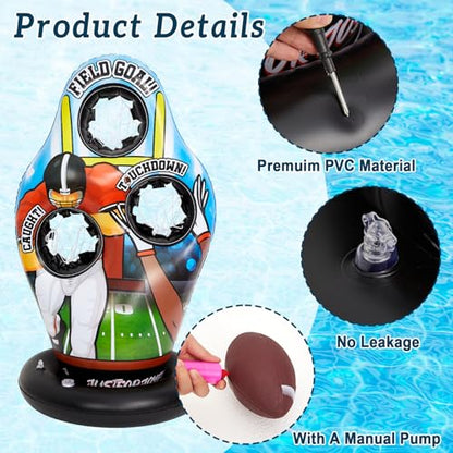 Justforjoyful Inflatable Football Target Floats for Pool Water Football Games for Kids Swimming Toss Throwing Training Game for Yard Party Beach Outdoor Indoor Family Birthday Gift