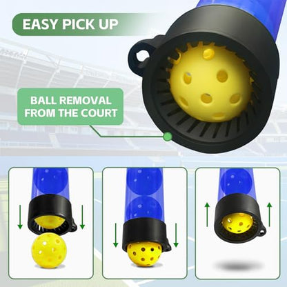 Tennis Ball & Pickleball Picker Holds 14 Balls, Ball Pickup Tube with Shoulder Strap, Lightweight Easy Pickup Portable Ball Holder, Pickleball & Tennis Ball Hopper - color: Orange
