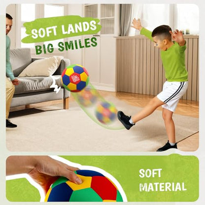 HopeRock Indoor Soccer Ball, Size 4 Soft Foam for Toddlers and Kids, Silent in House, for Youth Boys and Girls Aged 3-12 Years Old - size: Size 4-2Pack