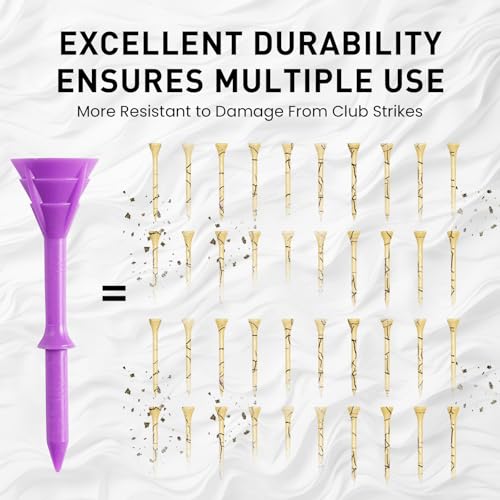 Amy Sport Golf Tees Plastic 3 1/4 inch Upgrade Unbreakable Bulk 30 Pack Reduce Friction Side Spin Durable Stable 83 mm Long Tee for Golfer Practice - color: Multicolor