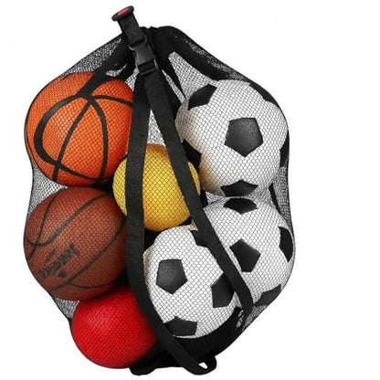 Keeble Outlets Basketball Bag | Large Mesh Ball Bag for Basketballs, Soccer Ball, Volleyball Ball & Sports Equipment | Heavy Duty Mesh Bag | Ball Storage Net with Strap | Sports Bag for Equipment