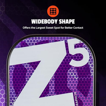 Onix Graphite MOD Z5 Carbon Fiber Pickleball Paddle with Wide-Body Shape. Honeycomb Core, Graphite Face & Cushion Comfort Pickleball Paddle Grip