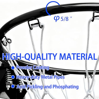 Rakon 18" Replacement Basketball Rim Wall Mount Hoop Hand-Crank Backboard Mounted for Indoor/Outdoor Classic Basketball Court, Teens, Adults, Schools, Parks - color: 18" Black Spring