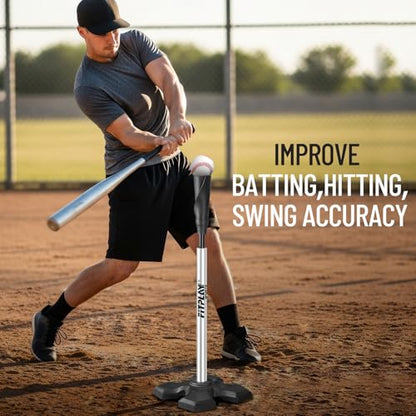 Portable Hitting Tee for Baseball/Softball,Height Adjustable from 25-37 inch,Easy Carry Premium Baseball Tee with Rubber Top,Metal Base Batting Tee for Accuracy,Power,Softball Tee For All Palyers