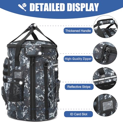 Baseball Bucket Bag 6 Gallon Bucket Cover Organizer w/Padded Seat tactical Softball Coaches Bag for Balls, Bat, Gloves, Scoreboards