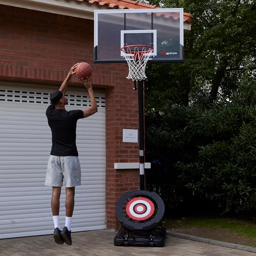 IE SPORTS Portable Basketball Hoop Outdoor 7.5-10ft Adjustable Height, 44-54 Inch Impact Backboard and Basketball Rebounder, Outdoor Basketball Hoop Goal System for Kids and Adults - style: 54" Backboard