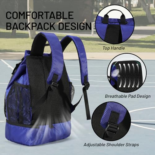 MIER Drawstring Basketball Backpack Soccer Bag with Shoe Compartment & Mesh Pocket Sports Gym String Backpack for Women Men, Lightweight - color: Blue