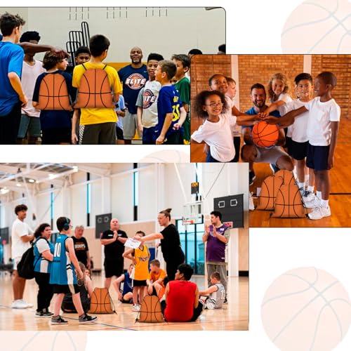 16 Pieces Basketball Gift Bags Basketball Drawstring String Bag Sports Backpack Ball Drawstring Party Favor Bags for Sports Storage Party Decorations - style: Basketball