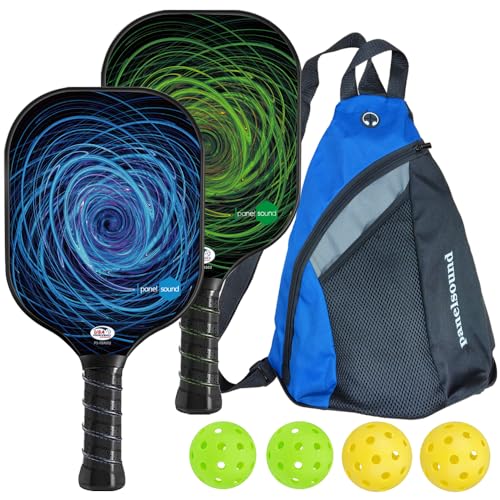 Pickleball Paddles Set of 2 or 4, USAPA Approved Fiberglass Pickleball Racket Set with 4 Outdoor Pickleballs and 1 Carrying Case - color: 2 Pack-Blue & Green