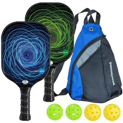 Pickleball Paddles Set of 2 or 4, USAPA Approved Fiberglass Pickleball Racket Set with 4 Outdoor Pickleballs and 1 Carrying Case - color: 2 Pack-Blue & Green