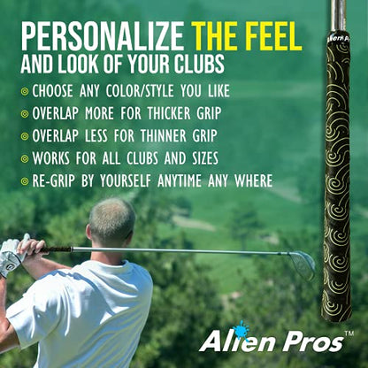 Alien Pros Golf Grip Wrapping Tapes - Innovative Golf Club Grip Solution - Enjoy a Fresh New Grip Feel in Less Than 1 Minute - style: 3-Pack Black Clouds