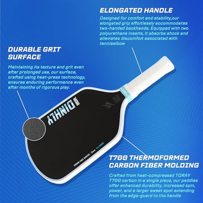 Pickleball Paddles Set of 2/4- USAPA Approved Graphite/Fiberglass Pickleball Racket, 2 Pickleball Rackets, 4 Balls and 1 Portable Carry Bag, Aesthetic Pickle Ball Set for Men Women Beginners - color: 16mm Matte Black | Matte Black | Carbon Fiber