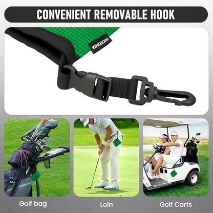 Golf Club and Golf Ball Cleaning Bag - Cleans Club Grooves, Golf Bag Accessories,Waterproof Clean Face Tech, Detachable Clip, Machine Washable,Golfer Gifts for Men(1-Pack,GREEN) - color: GREEN