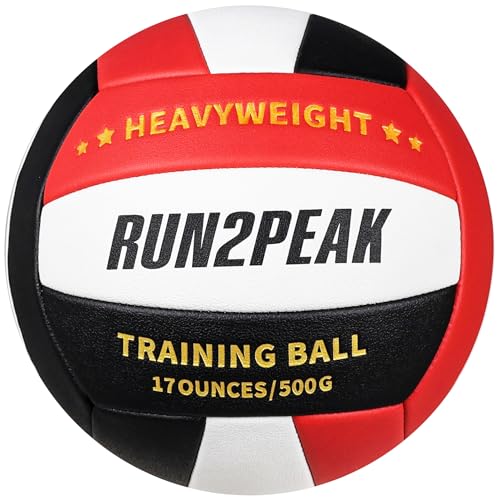 RUN2PEAK Setter Training Volleyball Official Size 5 Volleyballs Heavy Weight Ball PU Practice Volley Balls for Indoor Rebounder Equipment Setters Weighted Volleyball Setting Trainer - color: Black/Red