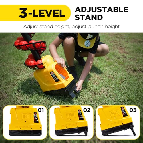Furlihong 681TPCBH 4 in 1 Baseball Pickleball Tennis Cricket Toss Machine – Auto Oscillation, 4 Distance Gears, Adjustable Stand, Battery/AC/Power Bank Powered, for Beginners