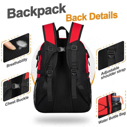 Goloni Soccer Backpack,Basketball Backpack with Ball Compartment & Shoe Compartment,Backpack for Basketball,Soccer - color: Red