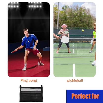 Ping Pong Paddle Holder with Straps, Mesh Under Table Ping Pong Organizer Hanging Pickleball Holder Table Tennis Accessories for Racket Ball Storage Organization