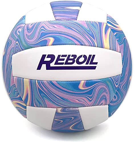 REBOIL Official Size 5 Volleyball – Waterproof Indoor/Outdoor Volleyball for Pool, Beach - for Kids Boys and Girls - color: Marble Purple
