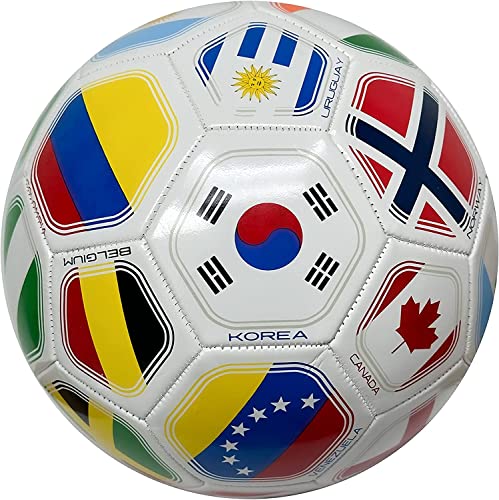 World Cup Country Flag Ball - Size 3 Soccer Ball – Patterned PVC – Training & Recreational Use - White Color