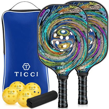 Pickleball Paddles Set of 2, USAPA Approved Fiberglass Pickleball Set with 4 Balls & Carry Bag, Lightweight Rackets for Beginners & Adults - color: Vortex 4