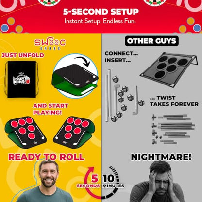 SWOOC Games® – Bogey Pong™ | 3-in-1 Backyard Pong Golf Game Set w/Darts & Tic Tac Toe | Remove Discs for Pong Golf Game Play | Yard Golf Chipping | Backyard Golf Games for Adults, Kids, & Family